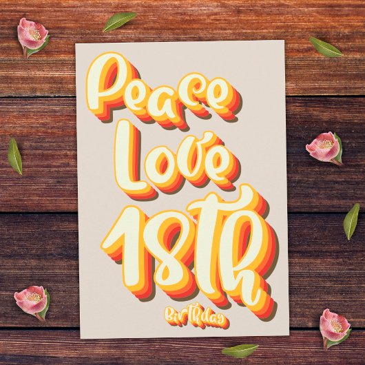 Vrede Liefde Retro Groovy Zonsondergang Grijs 18e  Kaart