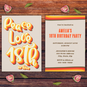 Vrede Liefde Retro Groovy Zonsondergang Grijs 18e  Kaart