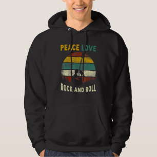 Vrede Liefde Rock And Roll Gitaar Retro Vintage Hoodie