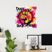 Vrede, Liefde, Rock op Roll Poster (Thuiskantoor)