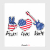 Vrede Liefde Rock Vierde Juli Patriottische Vlag v Sticker (Vel)