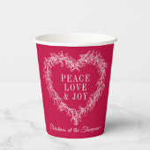 Vrede, liefde, roodbruin kerstmis papieren bekers (Achterkant)