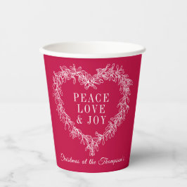 Vrede, liefde, roodbruin kerstmis papieren bekers