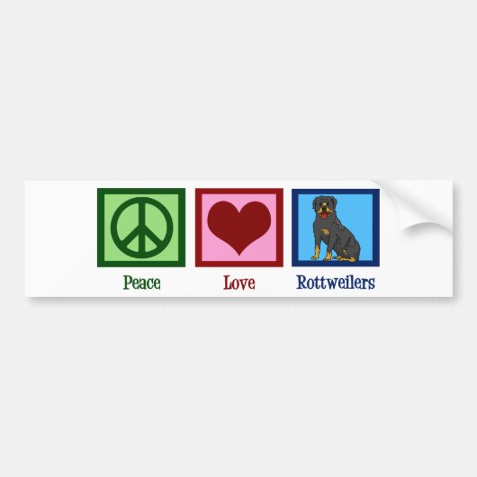 Vrede Liefde Rottweilers Bumpersticker (Voorkant)