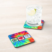 Vrede, liefde, roze flamingos bier onderzetter (Rechterzijde)