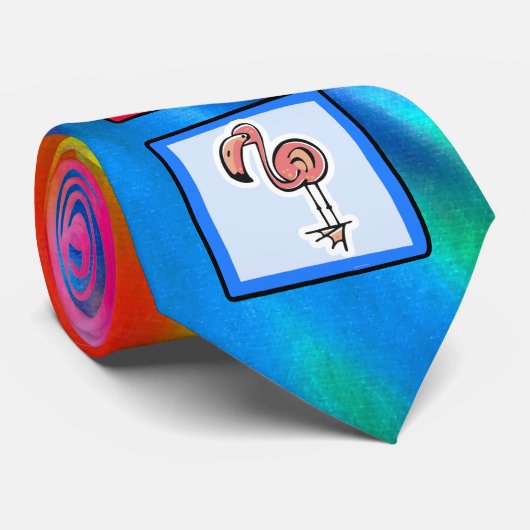 Vrede, liefde, roze flamingos stropdas (Opgerold)