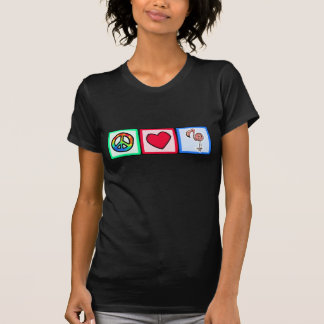 Vrede, liefde, roze flamingos t-shirt