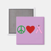 Vrede Liefde Roze Lint T shirten, Mokken Magneet (Voorkant / Achterkant)