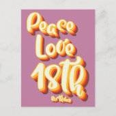 Vrede Liefde Roze Retro Groovy 18e Verjaardag Briefkaart (Voorkant)