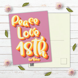 Vrede Liefde Roze Retro Groovy 18e Verjaardag Briefkaart