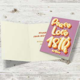 Vrede Liefde Roze Retro Groovy 18e Verjaardag Kaart