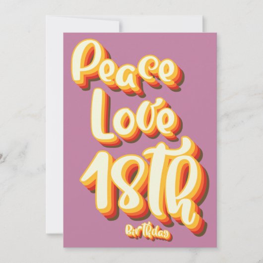 Vrede Liefde Roze Retro Groovy Zonsondergang 18e V Kaart (Voorkant)