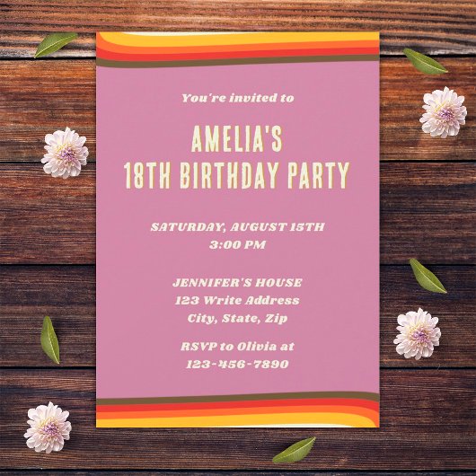 Vrede Liefde Roze Retro Groovy Zonsondergang 18e V Kaart