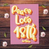 Vrede Liefde Roze Retro Groovy Zonsondergang 18e V Kaart