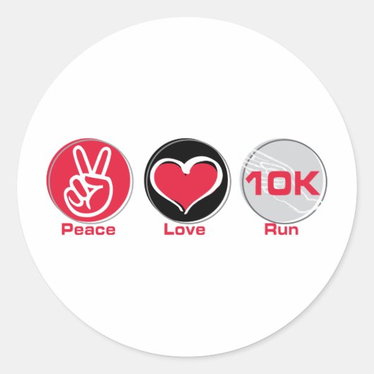 Vrede Liefde Run 10K Ronde Sticker (Voorkant)