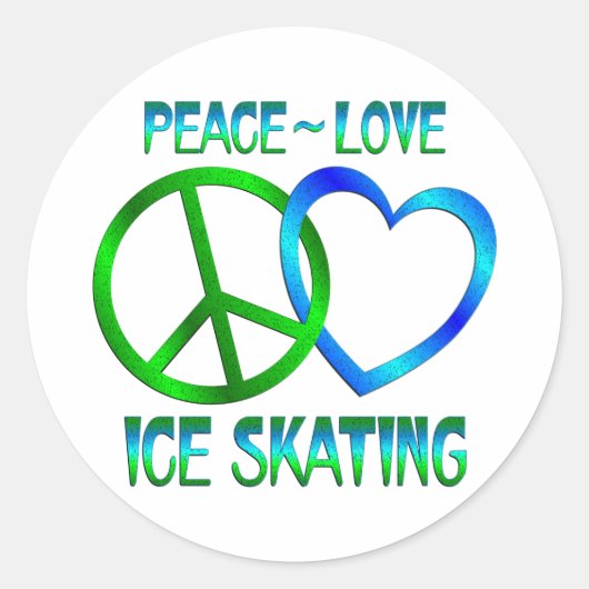 Vrede Liefde SCHAATSEN Ronde Sticker (Voorkant)