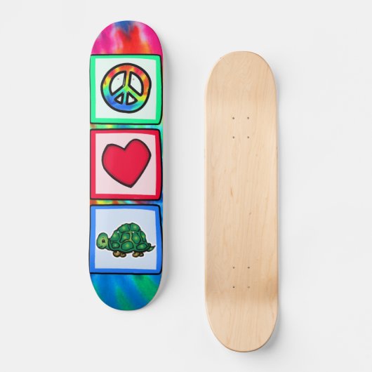 Vrede, liefde, schildpadden persoonlijk skateboard (Voorkant)