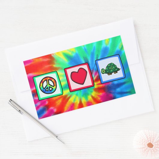 Vrede, liefde, schildpadden rechthoekige sticker (Envelop)