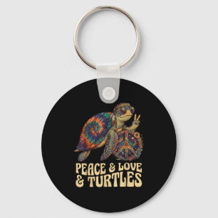 Vrede liefde schildpadden retro hippie zeeschildpa sleutelhanger