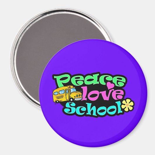 Vrede, Liefde, School; Retro Magneet (Voorkant / Achterkant)