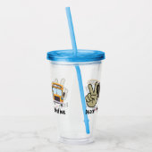 Vrede, liefde, schoolbus acryl drinkbeker (Links)