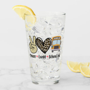 Vrede, liefde, schoolbus glas