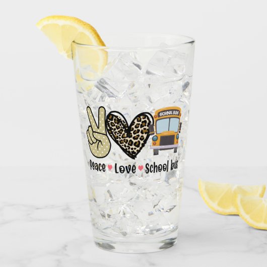 Vrede, liefde, schoolbus glas (Voorkant ijs)