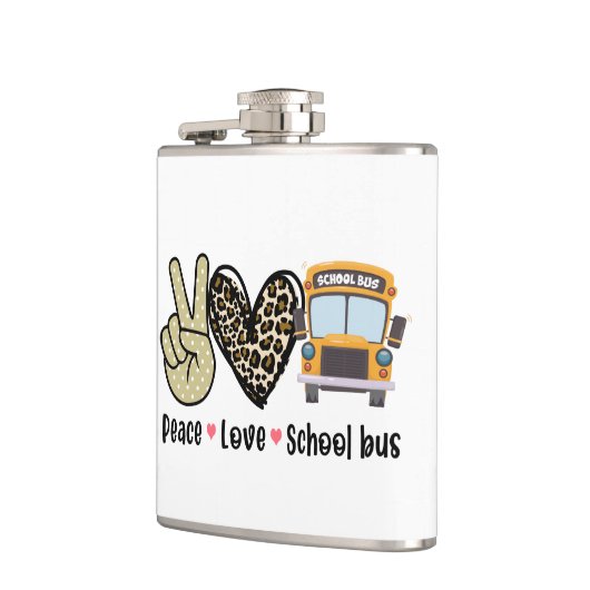 Vrede, liefde, schoolbus heupfles (Links)