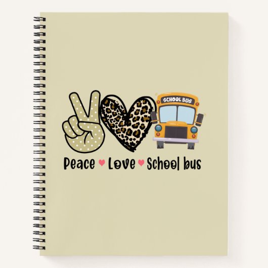 Vrede, liefde, schoolbus notitieboek (Voorkant)
