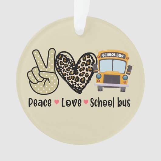 Vrede, liefde, schoolbus ornament (voorkant)