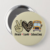Vrede, liefde, schoolbus ronde button 4,0 cm (Voorkant /achterkant)