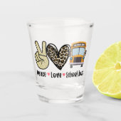 Vrede, liefde, schoolbus shot glas (Voorkant)