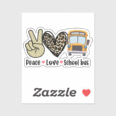 Vrede, liefde, schoolbus sticker (Vel)