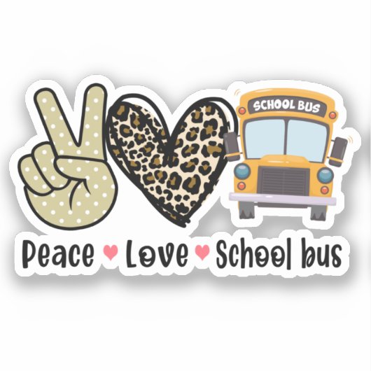 Vrede, liefde, schoolbus sticker (Voorkant)