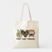 Vrede, liefde, schoolbus tote bag (Achterkant)