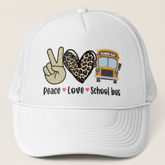 Vrede, liefde, schoolbus trucker pet (Voorkant)