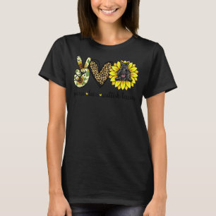 Vrede Liefde Schotse Terriër Hond Zonnebloem T-shirt