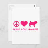 Vrede, liefde, Shar Pei Briefkaart (Voorkant / Achterkant)
