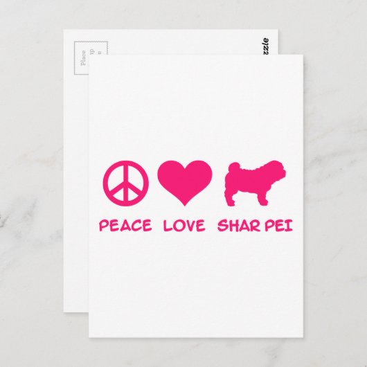 Vrede, liefde, Shar Pei Briefkaart (Voorkant / Achterkant)