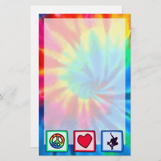 Vrede, liefde, skateboarden briefpapier (Voorkant / Achterkant)