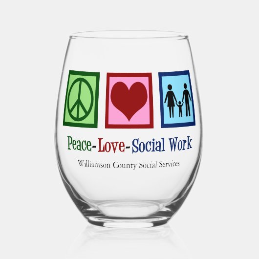 Vrede Liefde Sociaal Werk Gift Wijnglas Zonder Voet (Voorkant)