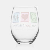 Vrede Liefde Sociaal Werk Gift Wijnglas Zonder Voet (Achterkant)