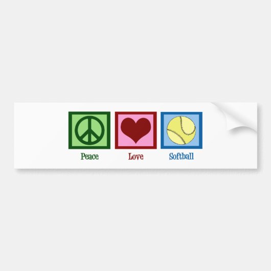 Vrede Liefde Softbal Bumpersticker (Voorkant)