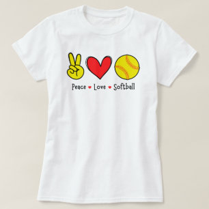 Vrede Liefde Softbal Grappig Quote Softbal Gezeg T-shirt