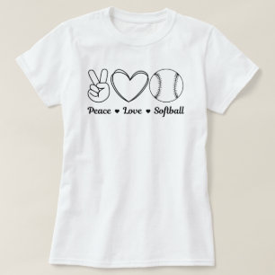 Vrede Liefde Softbal Grappig Quote Softbal Gezeg T-shirt