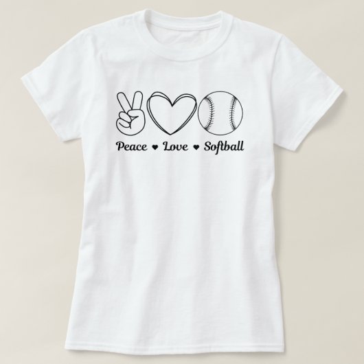 Vrede Liefde Softbal Grappig Quote | Softbal Gezeg T-shirt (Design voorkant)