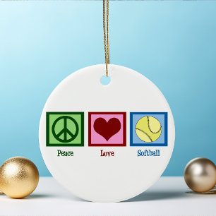 Vrede Liefde Softbal Keramisch Ornament
