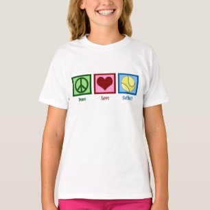 Vrede Liefde Softbal Lieve Meisjes Team T-shirt