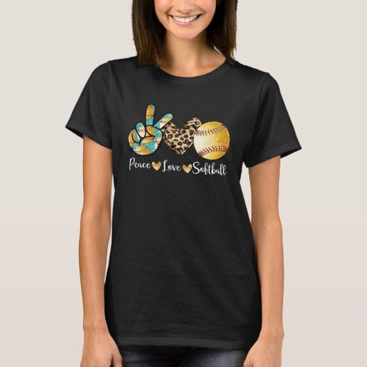 Vrede Liefde Softbal Moeder Pitcher Catcher T-shirt (Voorkant)