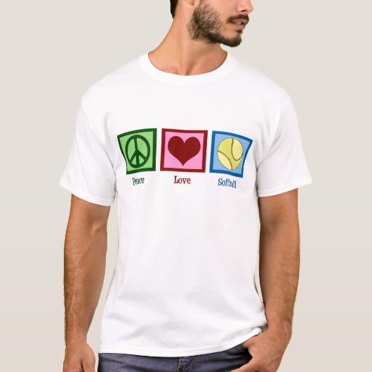Vrede Liefde Softbal T-shirt (Voorkant)